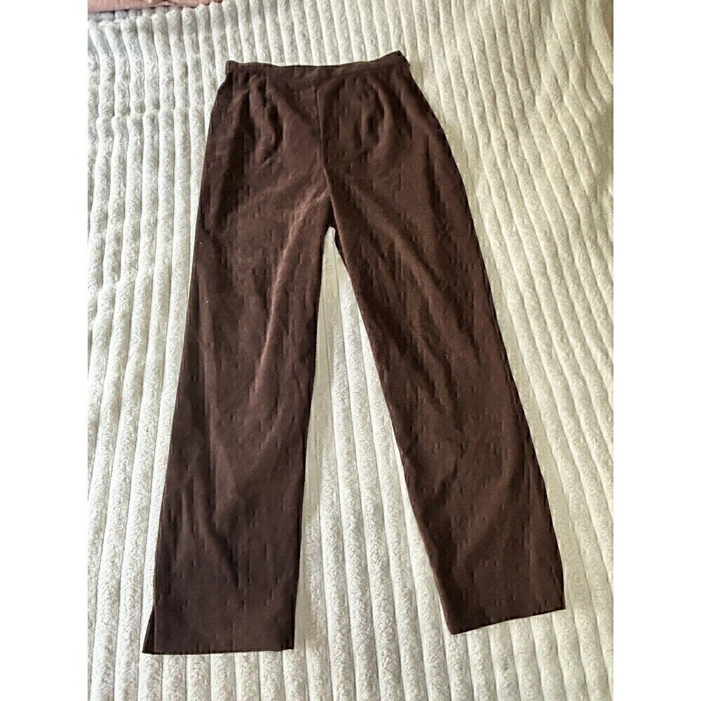 AGB Brown Straight Leg Dress Pants Slacks Trouser Side Zip Womens Size 8-10 soft